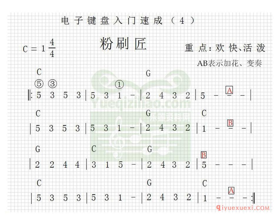 电子琴简谱 │ 粉刷匠