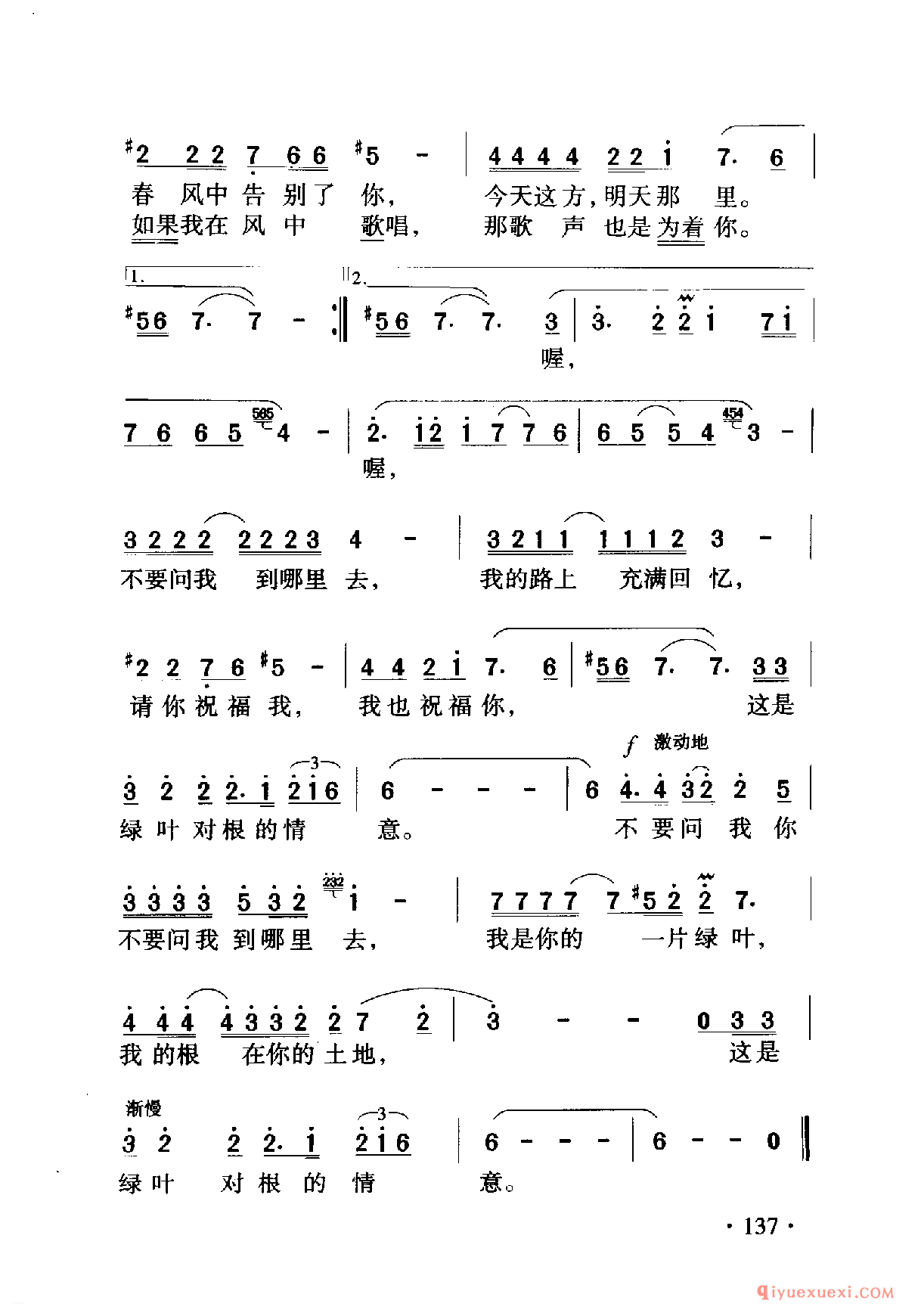 中国名歌 │ 绿叶对根的情意