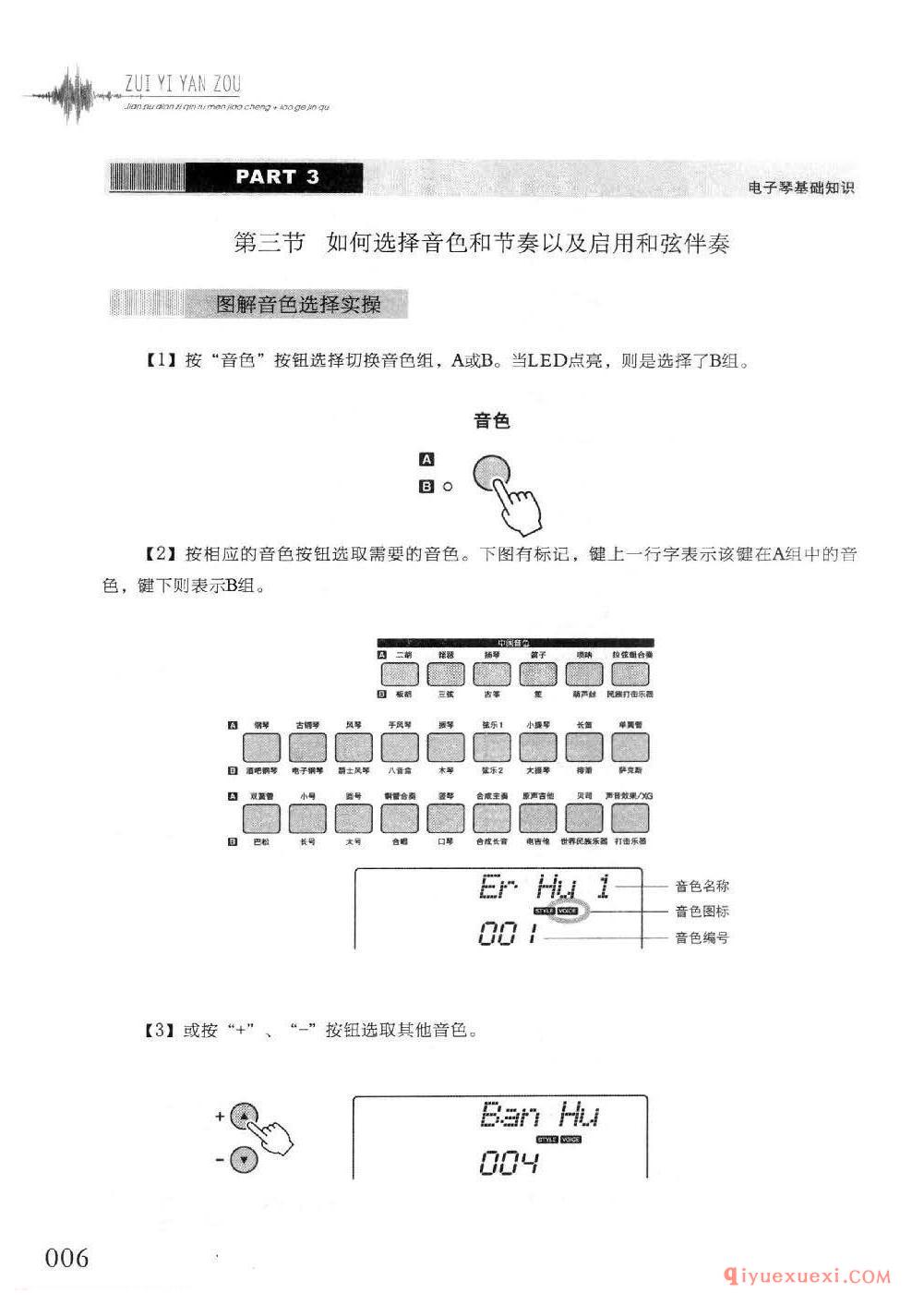 电子琴如何选择音色和节奏以及启用和弦伴奏