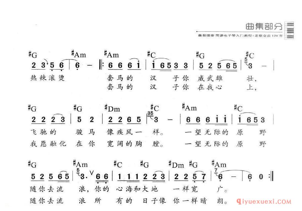 电子琴多指和弦练习乐曲 | 套马杆(1=#C 2/4)简谱